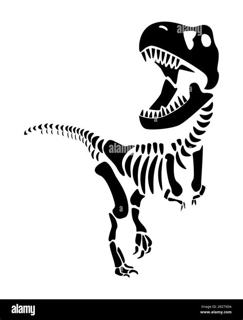 Tyrannosaurus Rex Skeleton Silhouette Dinosaurs Front View Vector