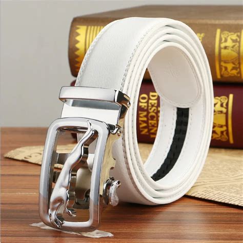 Famous Brand Men Belts Genuine Leather Luxury Strap Male White Belt Buckle Fancy Vintage Jeans