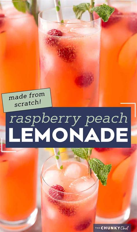 Homemade Raspberry Peach Lemonade The Chunky Chef