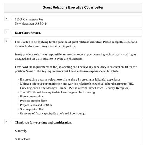Guest Relations Executive Cover Letter Velvet Jobs