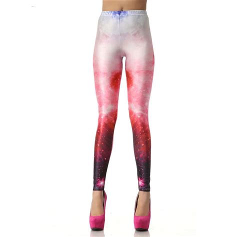 2017 New Design 3d Digital Fashion Slim Sexy Legins Galaxy Space Red White Printed Leggins Women