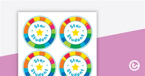 Rainbow Starburst Star Student Badges Teach Starter