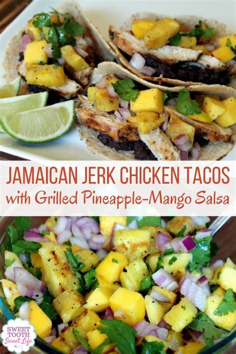Jamaican Jerk Chicken Tacos With Grilled Pineapple Mango Salsa