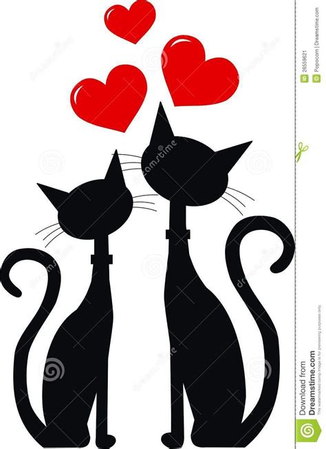 Photo About Silhouette Of Two Black Cats In Love Illustration Of