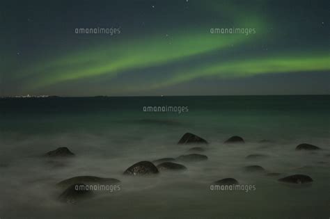 Northern Lights Over The Sea Utakleiv Vestvagoy Lofoten Nordland