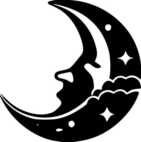 Moon Black And White Vector Illustration 24141754 Vector Art At Vecteezy