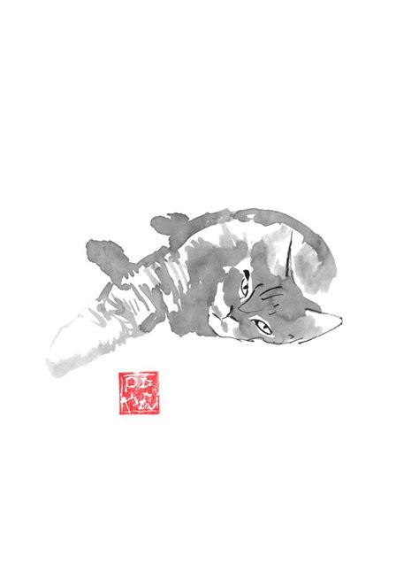 Lazy Cat Drawing By Pechane Sumie Saatchi Art