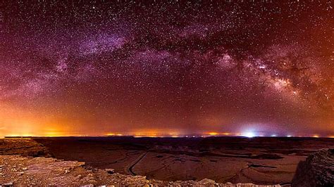 Hd Wallpaper Milky Way Desert Starry Night Night Sky Stars