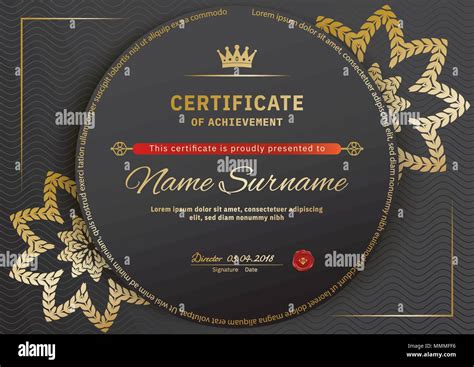 Official Black Certificate With Red Black Design Elements Gold Emblem