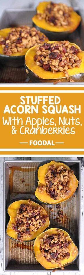 Stuffed Acorn Squash With Apples Nuts And Cranberries Recipe