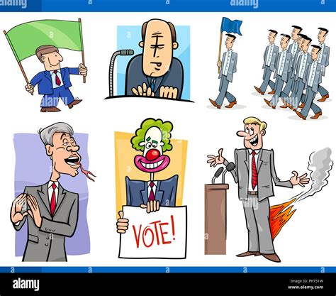 Conjunto De Política Y Político Conceptos De Dibujos Animados