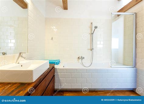Horizontal View Of Modern Bathroom Stock Image Image Of Comfort