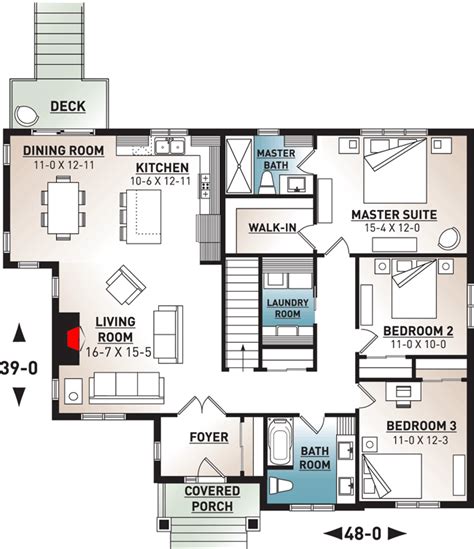 3 Bed Modern Craftsman Ranch Home Plan 22475dr Architectural