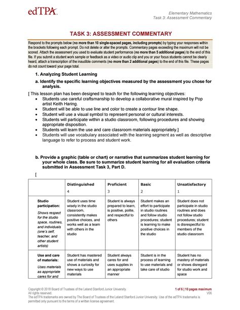 EdTPA Assessment Commentary By Madison Dotson Issuu