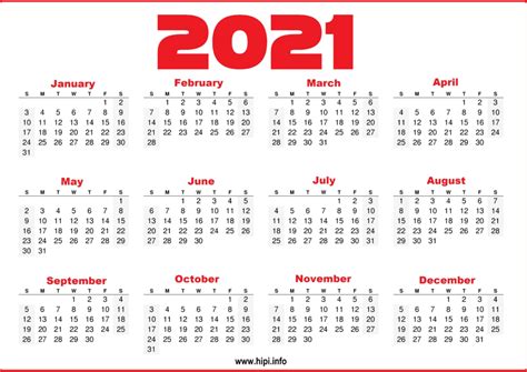 2021 Year Calendar Yearly Printable Riset