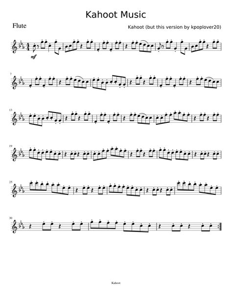 Kahootmusicflute Sheet Music For Flute Download Free In Pdf Or Midi