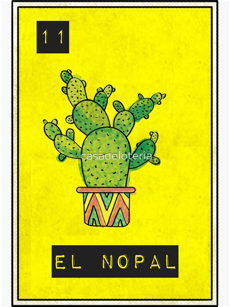 El Nopal Cute Mexican Loteria Bingo Card Tarot Card Sticker By