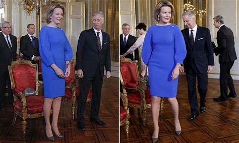 Queen Mathilde Displays Her Trim New Figure In Brussels Daily Mail Online