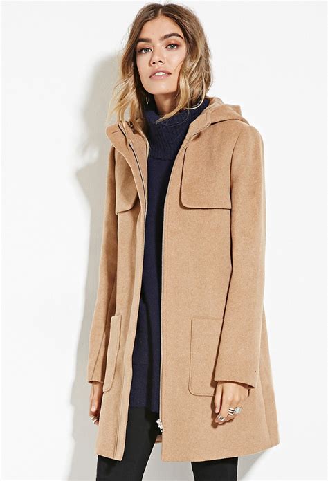 Looking for a new cover up? Forever 21 Hooded Wool-blend Coat You've Been Added To The ...