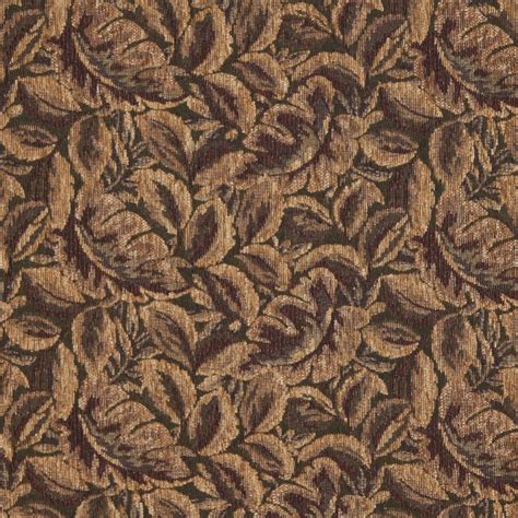 Wisteria Beige And Gold Large Foliage Leaf Chenille Upholstery Fabric