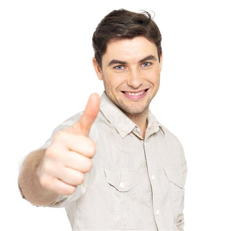 4149 Happy Man Thumbs Up Sign Portrait White Background Stock Photos