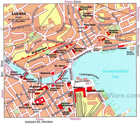 Lucerne City Maps Switzerland Maps Of Lucerne Luzern Printable