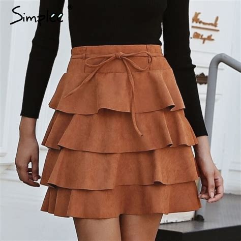 buy simplee ruffles a line mini skirt sexy bow high waist short skirt women