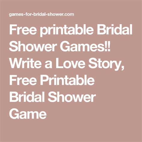 Free Printable Bridal Shower Games Write A Love Story Free Printable