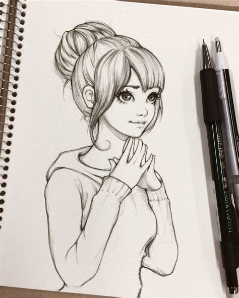Simple Pencil Sketch Of A Girl