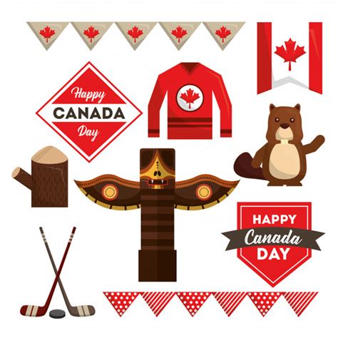 The crown has been a symbol of the state in canada for 400 years. Happy canada day set national symbols | Premium Vector