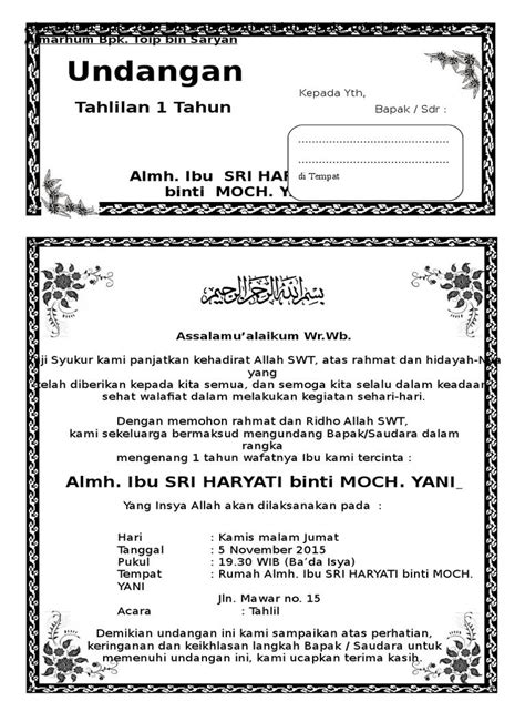 Undangan Yasin Tahlil – Ilustrasi