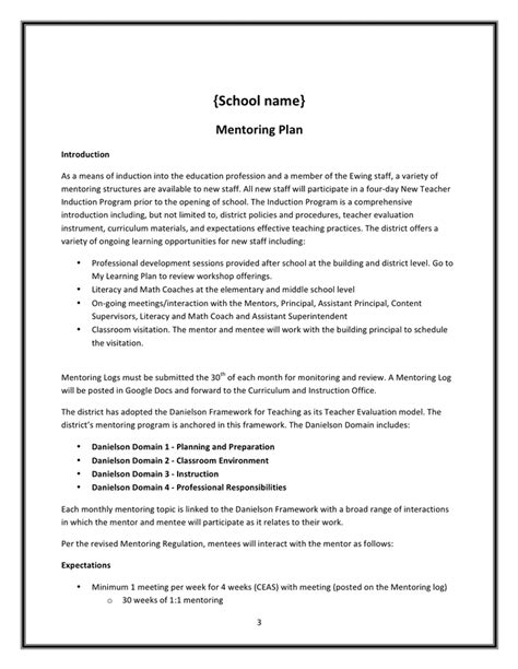 Public School Mentoring Plan Template In Word And Pdf Formats Page 3