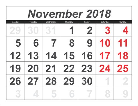 2018 November Calendar Pdf September Calendar 2018 Printable December