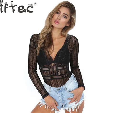 2018 Lace Patchwork Deep V Neck Sexy Bodysuit Women Long Sleeve Backless Skinny Women Rompers