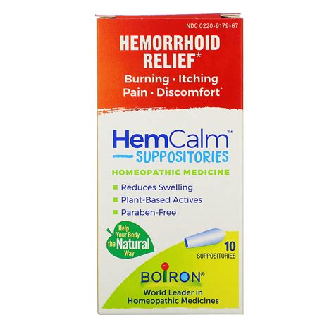 Boiron Hemcalm Suppositories Hemorrhoid Relief 10 Suppositories Iherb