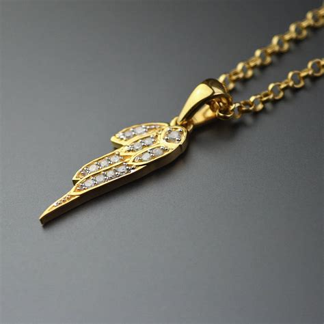 Angelina Diamond Wing Pendant And Chain By Sweet Marie Jewellery
