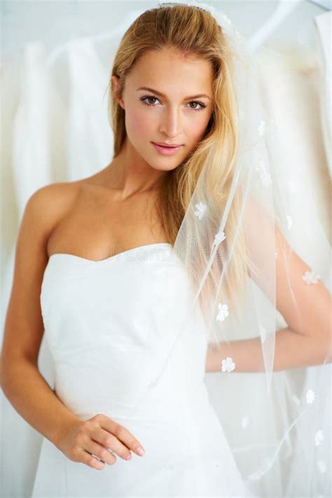 The Beautiful Bride Portrait Of A Young Bride In Her Wedding Dress Stock Image Image Of
