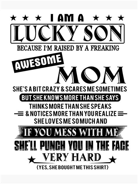 I Am A Lucky Son Because Im Raised By A Freaking Awesome Mom Canvas Print For Sale By