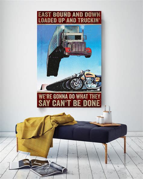 Trucker East Bound And Down Truck Driver Wall Art For Home Decor Poster