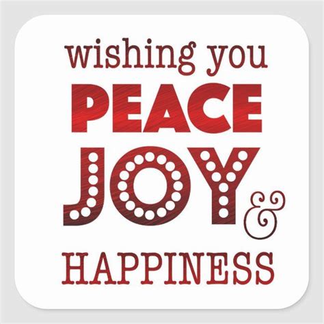 Peace Joy And Happiness Stickers For Holiday Card Holiday