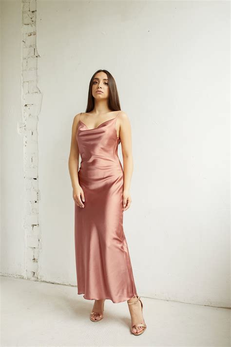 Blush Pink Silk Slip Midi Dress Silk Slip Trends Dress Etsy