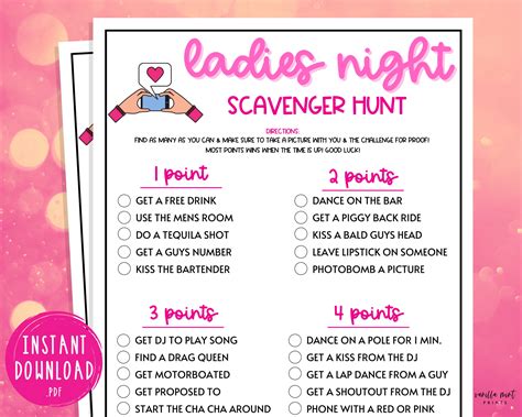 Paper And Party Supplies Party Supplies Digital Download Game For Girl S Night On The Town Ladies