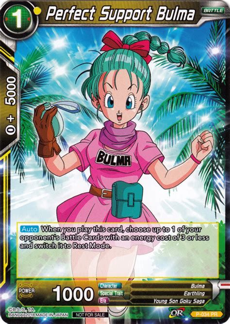 Trunks is the first child of bulma to be voiced by bulma's seiyū hiromi tsuru who voices trunks as a baby, the second being his sister bulla in both dbz and gt (as well as video games). Perfect Support Bulma - P-034 - PR - Anime TCG's » Dragon Ball Super » Dragon Ball Super Singles ...