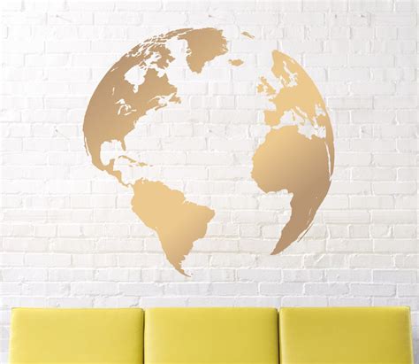 wall decals- map decal- Earth decal - globe decal - world map decal- vinyl wall decal - gold 