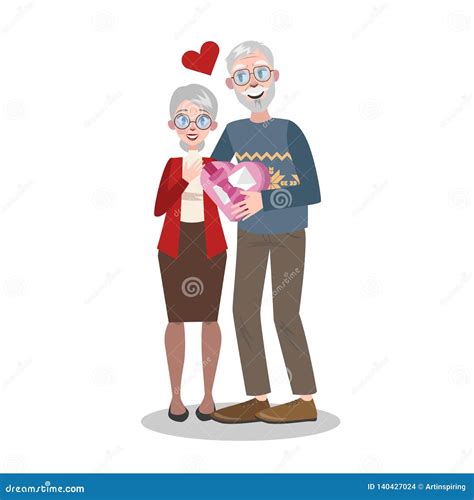 Senior Couple On Valentine Day Romantic Holiday Stock Vector