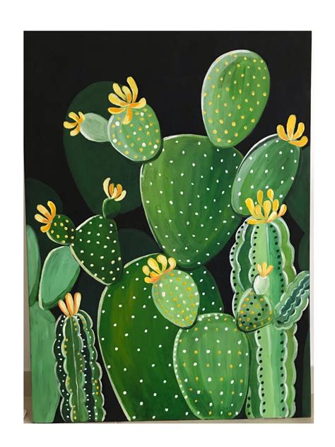 Cactus Acrylic Painting Cactus Paintings Cactus Flower Painting