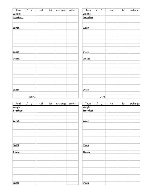 Free Printable Food Diary Templates Word Excel Pdf