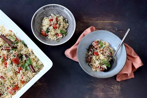 Ik maakte de rijst uit de oven met gekonfijte tomaten uit het kookboek
