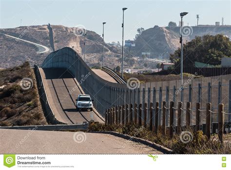 Border Patrol Vehicle Patrolling San Diego Tijuana Border Stock Image