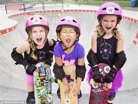On Their Grind 6 Year Old Girl Skateboarders Form Pink Helmet Posse Daily Mail Online